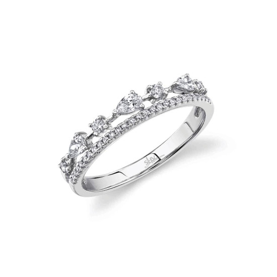 Shy Creation Diamond Eternity Band with Pear Shaped Diamonds - White Gold 