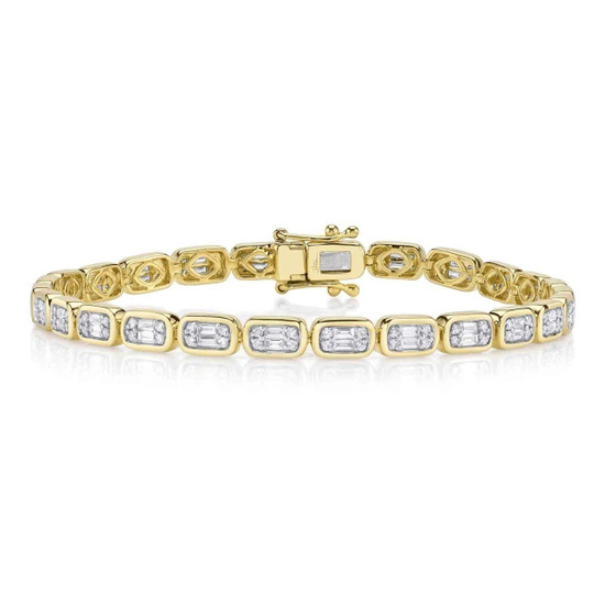Shy Creation Diamond Baguette Tennis Bracelet 