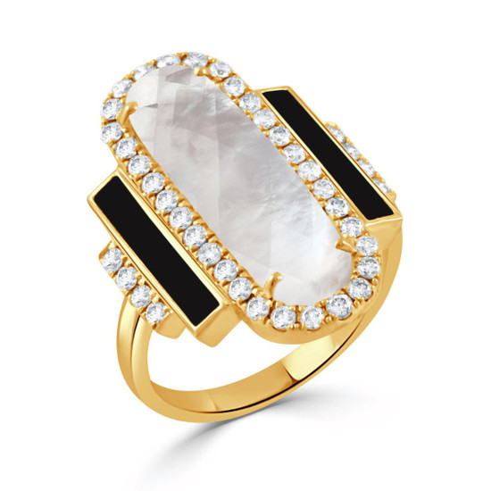Doves by Doron Paloma White Mother of Pearl and Black Onyx Deco Ring