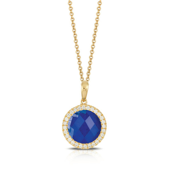 Doves by Doron Paloma Lapis and Diamond Round Pendant Necklace