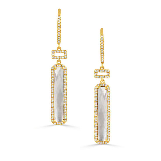 Doves by Doron Paloma 14KT White Mother of Pearl Rectangular Drop Earrings 