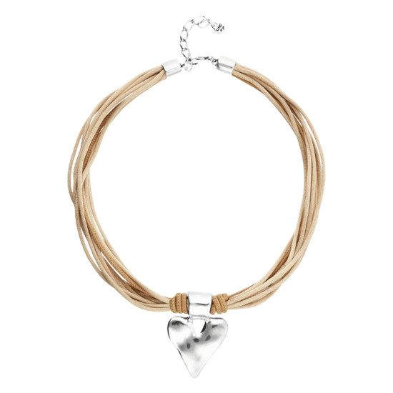 UNOde50 Leather and Multi Thread Silk Necklace - Camel 