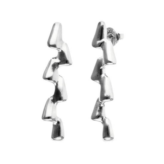 UNOde50 Elongated Zigzag Earrings - Silver 