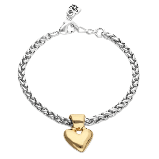 Chain Bracelet with Small Gold Heart Detail