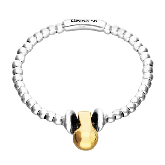 UNOde50 Elastic Beaded Bracelet with Small and Large Beads - Two Tone 