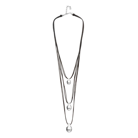 UNOde50 Triple Leather Necklace with Three Spheres