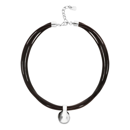 UNOde50 Multistrand Short Leather Necklace with Large Sphere