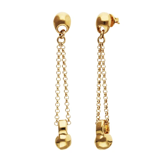 UNOde50 Drop Earrings with Long Chain and Sphere - Gold