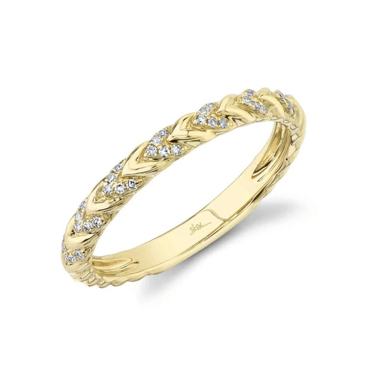 Shy Creation Diamond Chevron Twist Band Ring 