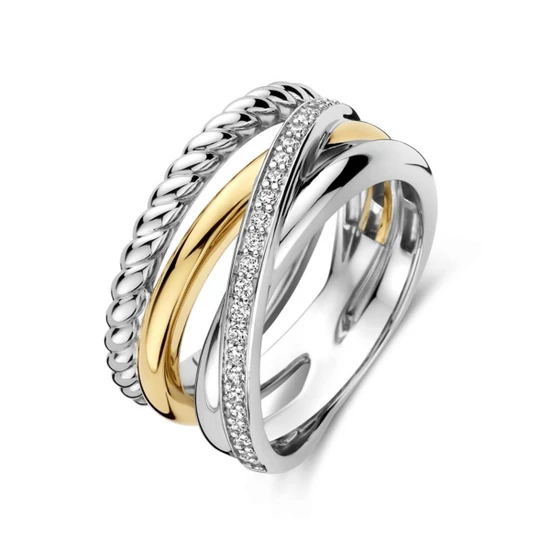 Ti Sento Milano Structured Zirconia Crossover Ring 