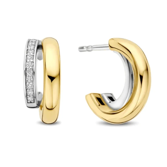 Ti Sento Milano Gold and Silver Asymmetrical Interlocking Hoop Earrings
