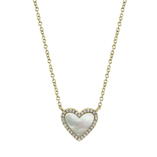 Mother of Pearl Heart and Diamond Necklace