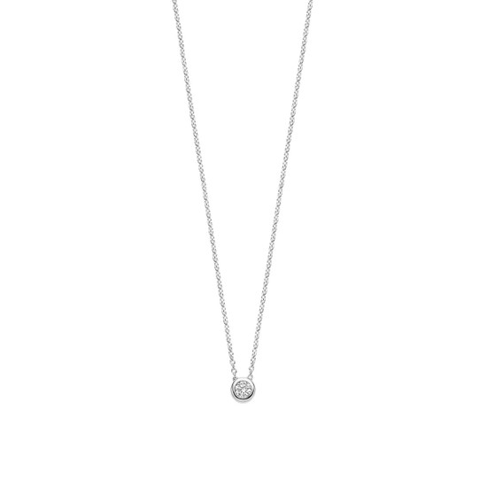 Ti Sento Milano Silver CZ Bezel Pendant Necklace