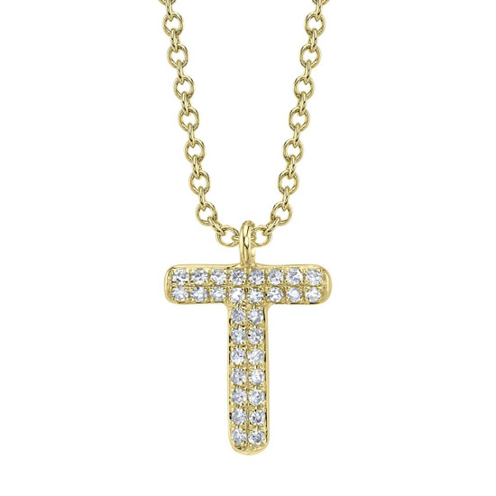 Shy Creation Diamond Initial "T" Necklace