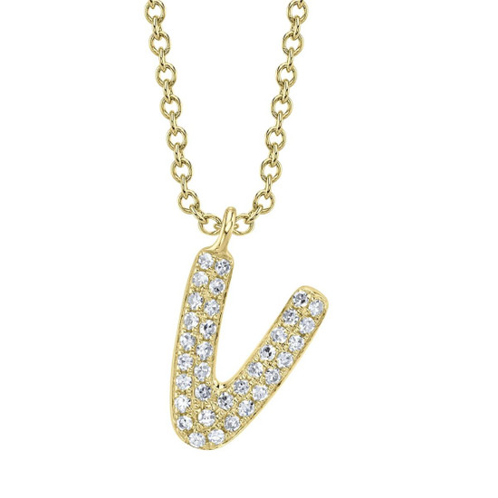Shy Creation Diamond Initial "V" Necklace
