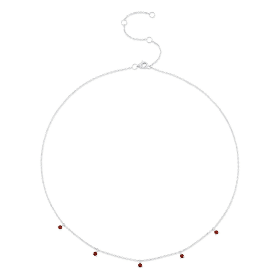 Dainty Ruby Necklace - 14K White Gold