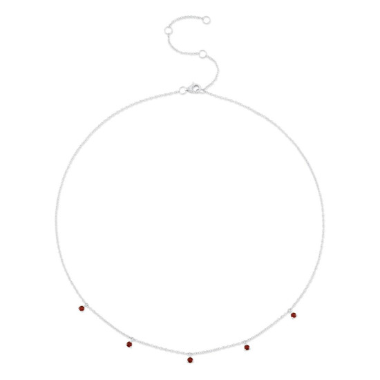 Shy Creation Dainty Ruby Necklace - 14K White Gold 