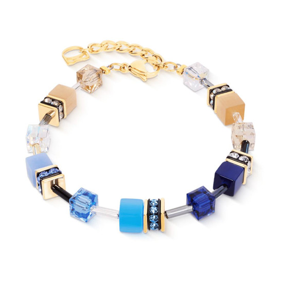 Coeur de Lion GeoCUBE Iconic Bracelet Azure Glow Gold 