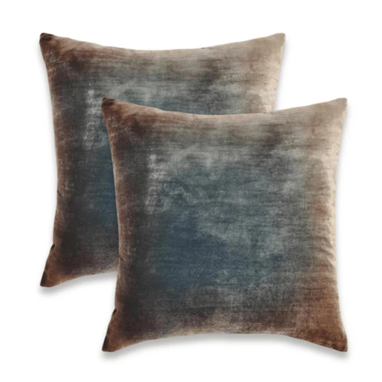Kevin O'Brien Studio Ombre Velvet Pillow - Gunmetal - 18x18 - Set of 2 