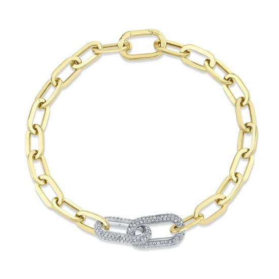 Shy Creation .75 CT Diamond Paper Clip Link Bracelet 