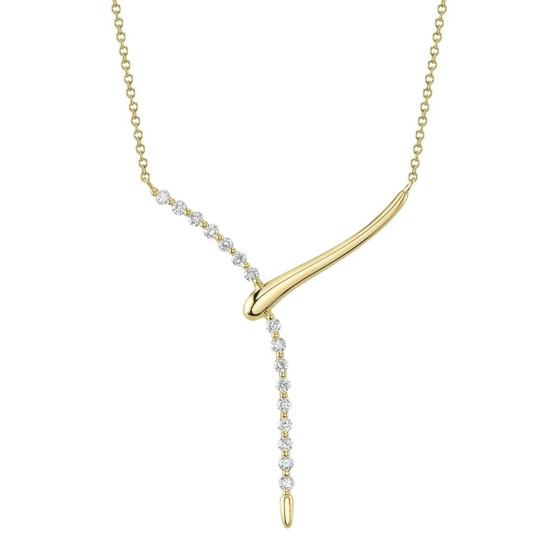 Shy Creation Diamond Curved Bar Lariat Necklace 