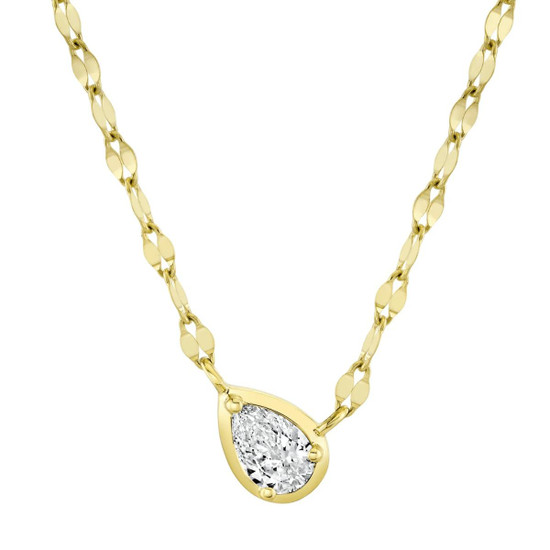 Shy Creation Diamond Pear Sparkle Chain Necklace 