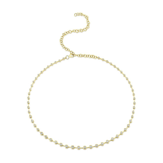 Shy Creation Diamond Dot-Dash Tennis Necklace 