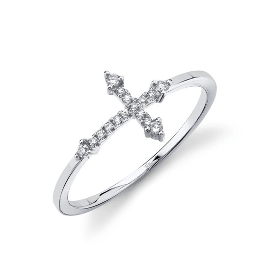 Shy Creation Diamond Cross Ring - White Gold 