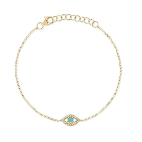 Shy Creation Turquoise & Diamond Evil Eye Bracelet 