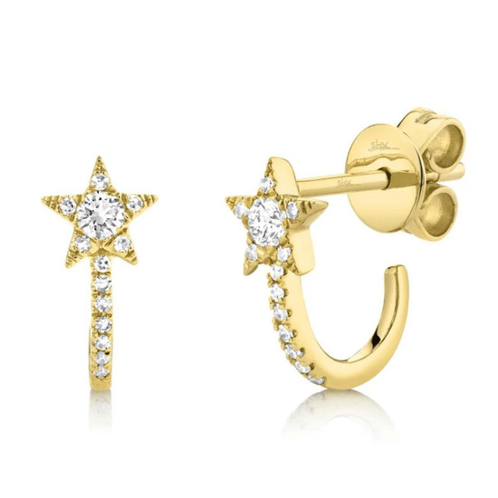 Shy Creation Diamond Star Huggie Earring 