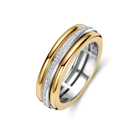 Ti Sento Milano Triple Open Band Zirconia Ring - Gold 