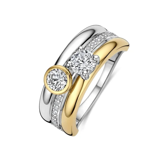 Ti Sento Milano Triple Band Round Double Zirconia Ring 