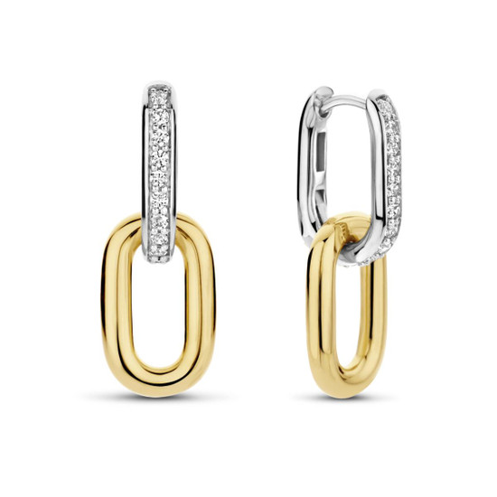 Ti Sento Milano Two Tone Pave Drop Earrings 