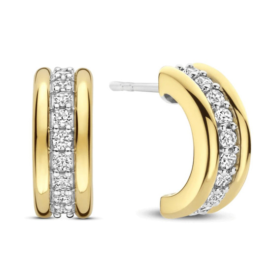 Ti Sento Milano Triple Band Zirconia Hoops Gold 
