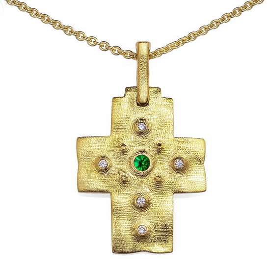 Alex Sepkus Desert Cross Pendant Necklace - Tsavorite