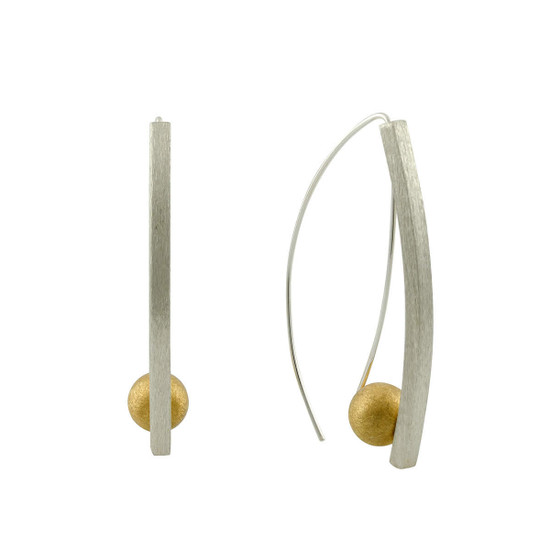 Mysterium Collection Silver Bar With Gold Ball Earring 