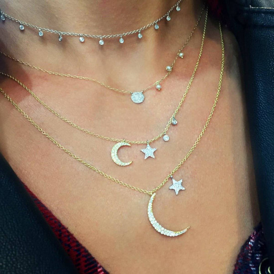 Multi Diamond Bezel Necklace by Meira T 