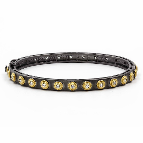 Freida Rothman Signature Reverse Studded Eternity Hinge Bangle Gold Rhodium Freida Rothman Signature Reverse Studded Eternity Hinge Bangle Gold Rhodium