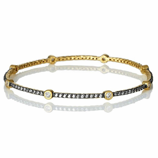 Freida Rothman Classic Bezel Station Pave Bangle