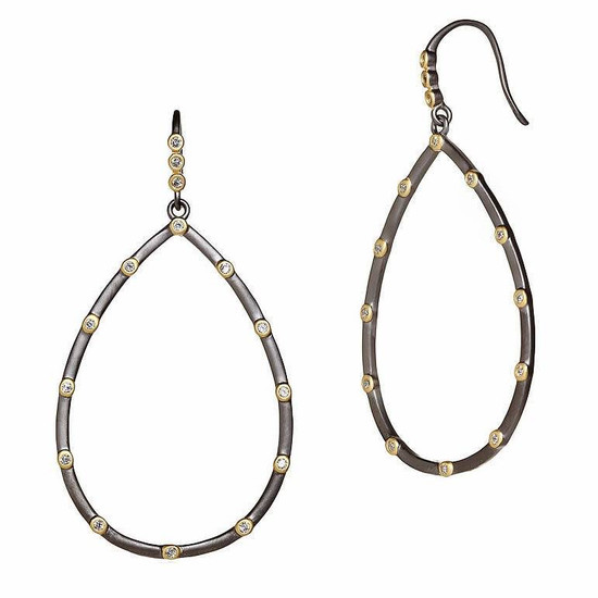 Freida Rothman Simple Bezel Teardrop Earrings Rhodium Gold Freida Rothman Simple Bezel Teardrop Earrings Rhodium Gold