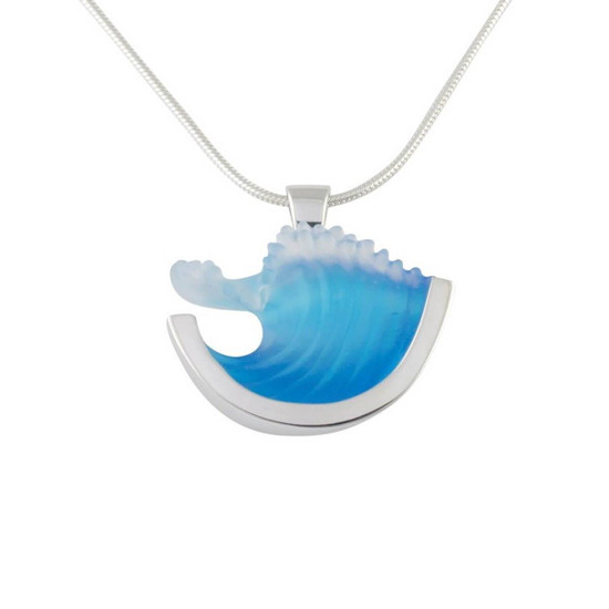 Matt Bezak Large Curl Wave Glass Pendant Sterling Silver