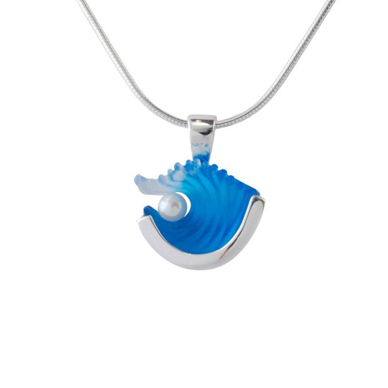 Matt Bezak Medium Wave Glass Pendant Sterling Silver, Pearl