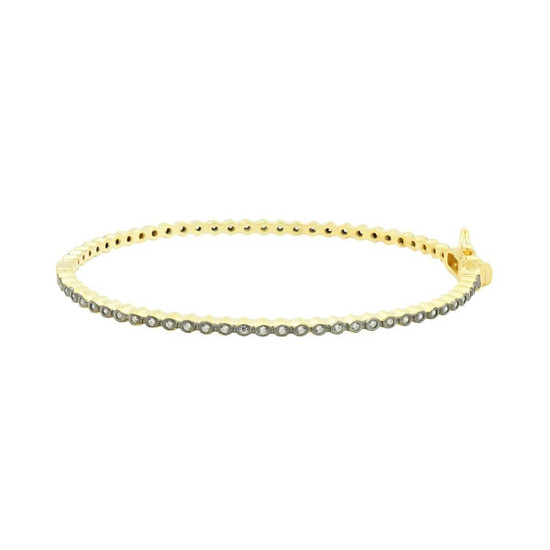 Freida Rothman Signature Bezel Pave Hinge Bangle Gold Rhodium Freida Rothman Signature Bezel Pave Hinge Bangle Gold Rhodium