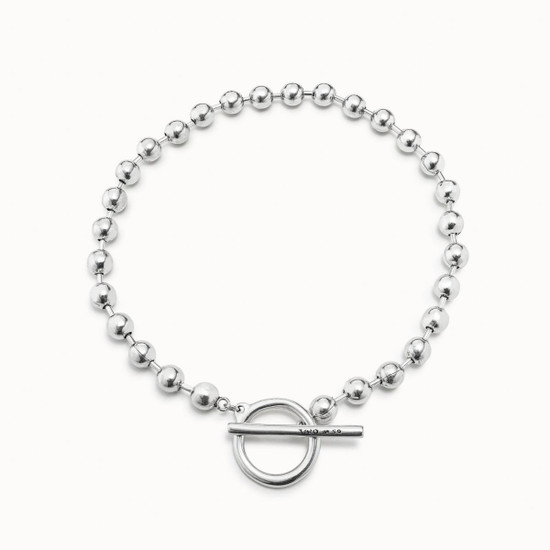 Pre-Owned Gucci ball chain necklace sterling silver interlocking Ag 925  GUCCI GG double G bar women's men's unisex pendant (Like New) - Walmart.com