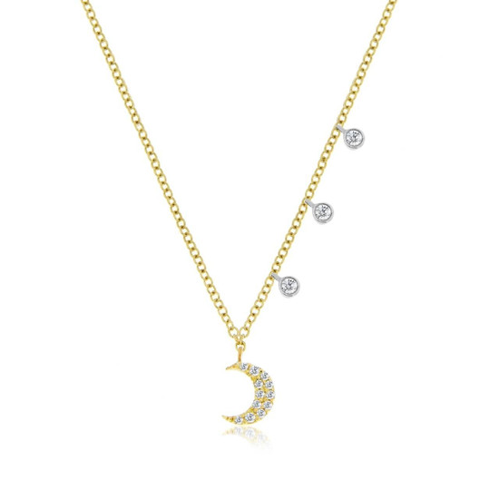 Meira T Essential Moon Pave Diamond Necklace