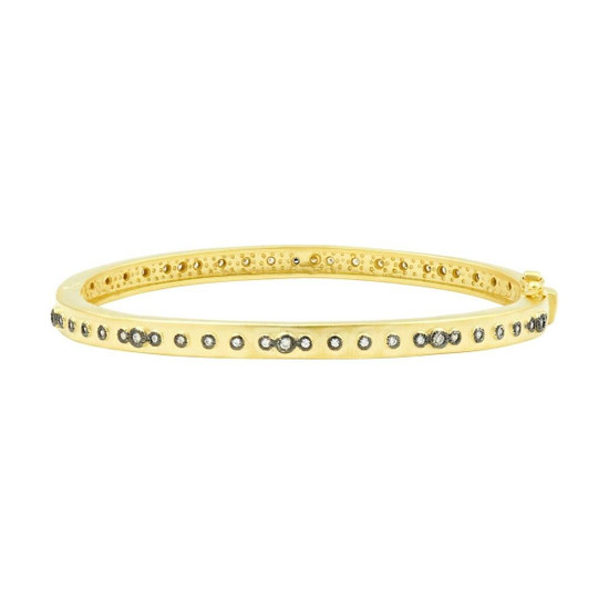 Freida Rothman Signature Mini Stud Hinge Bangle Gold Rhodium