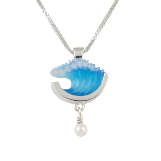 Matt Bezak Wave Pendant with Drop Pearl Sterling Silver