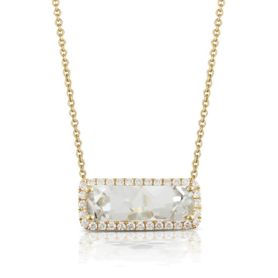 Doves by Doron Paloma White Topaz and Diamond Baguette Yellow Gold Necklace Doves by Doron Paloma White Topaz and Diamond Baguette Yellow Gold Necklace
