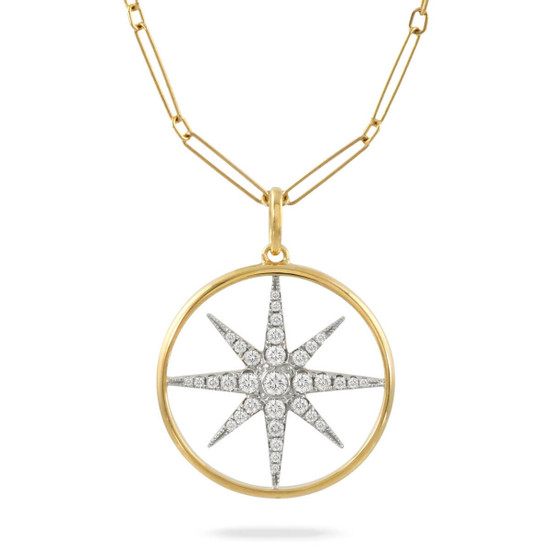 Doves by Doron Paloma Celestia Open Space Diamond Star Yellow Gold Pendant Doves by Doron Paloma Celestia Open Space Diamond Star Yellow Gold Pendant