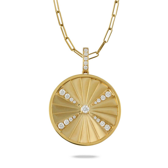Doves by Doron Paloma Fibonacci Diamond Spiral Yellow Gold Pendant